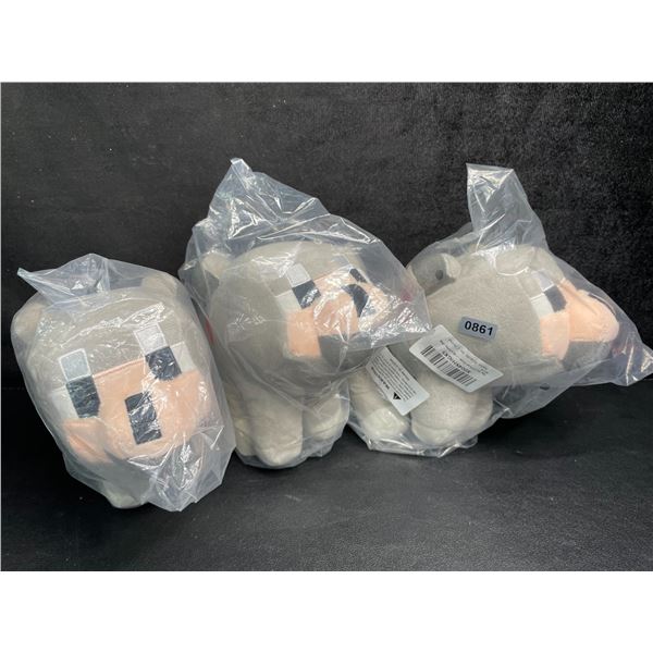 Lot of 3 Minecraft Wolf Plushies (Approx. 8" Size) Brand New!