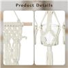 Image 3 : Macrame 3-Glass Vase Boho Rope Wall-Hanging Decor - Long 27" Size - New in Box