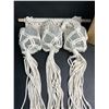 Image 8 : Macrame 3-Glass Vase Boho Rope Wall-Hanging Decor - Long 27" Size - New in Box