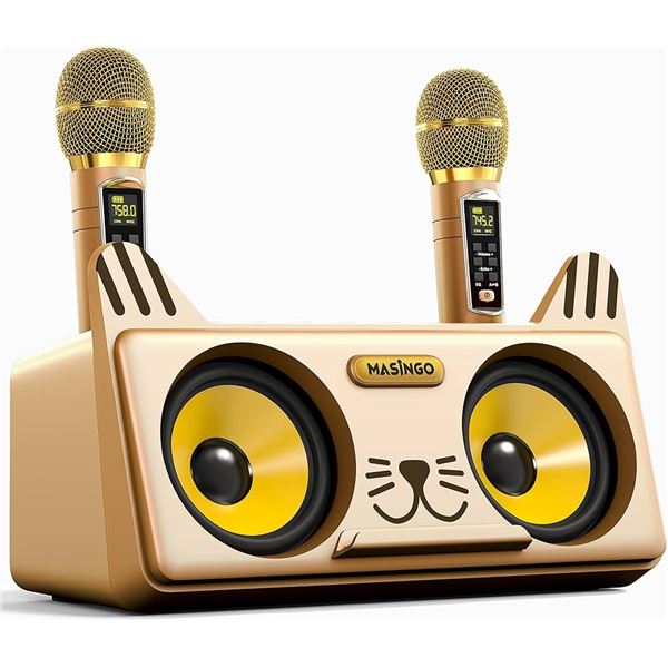 Masingo Kitty Cat Spinto G3 Karaoke Machine - 2 Mics and Machine - New