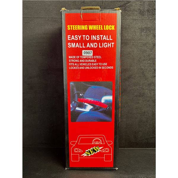 Easy Install Steering Wheel Lock - Connects to Seatbelt and Locks for Easy Setup - New