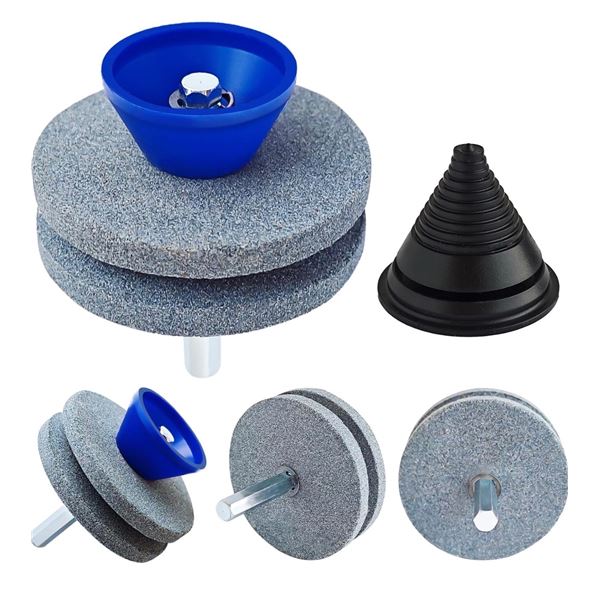 4PC Lawnmower Blade Sharpening Kit for Power/Hand Drills - New