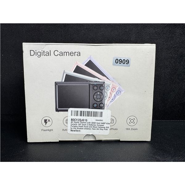 4K Digital Camera with 32GB SD Card 64mp Camera with 18x Zoom and 2 Batteries - New