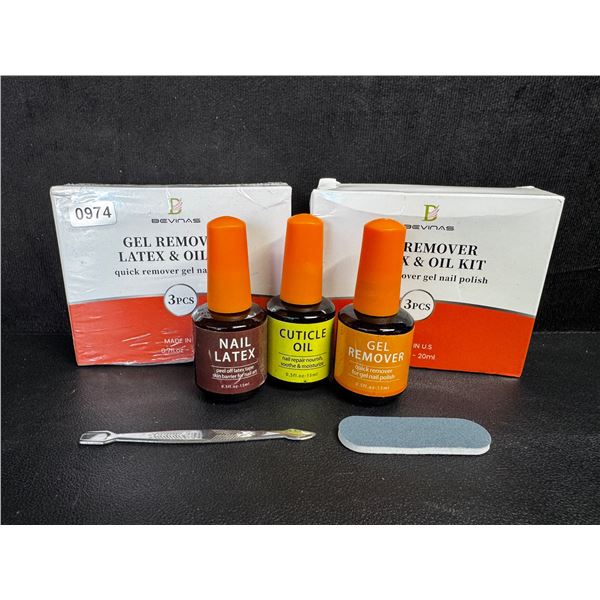 2 3PCS Boxes of Gel Removers Latex and Oil Kits with Pick and File - New