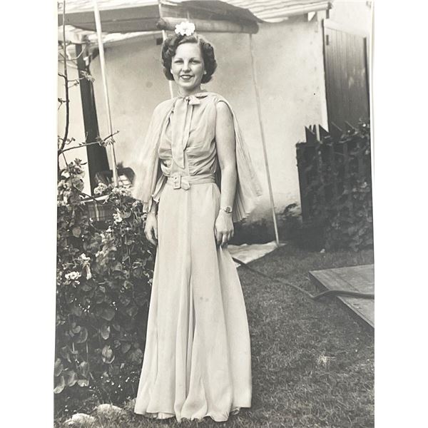 Young lady in garden vintage photo