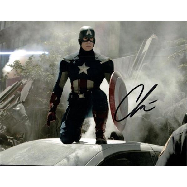 Captain America Chris Evans facsimile signed photo