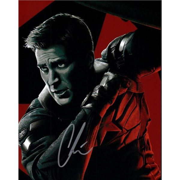 Captain America Chris Evans facsimile signed photo