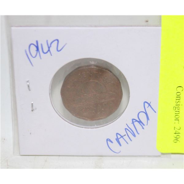 1942 TOMBAC 12 SIDED CANADA NICKEL 5 CENTS