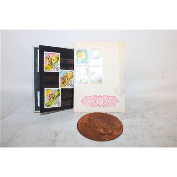 MONGOLIAN STAMPS/WALL PLAQUE