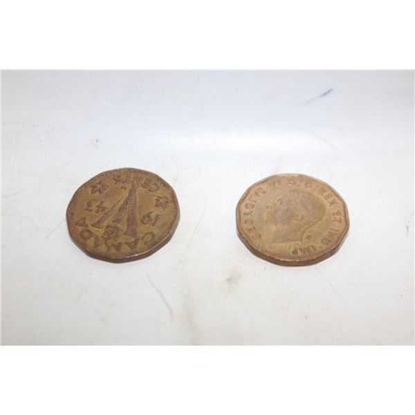 1942 & 1943 WWII CANADA TOMBAC NICKELS