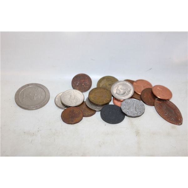 LOT OF VARIOUS COINS AND TOKENS