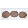 Image 1 : LOT OF 3 OLD LARGE CANADA 1 CENT COINS