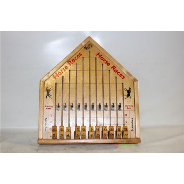 VINTAGE WOOD HORSE RACING GAME 14"X16"