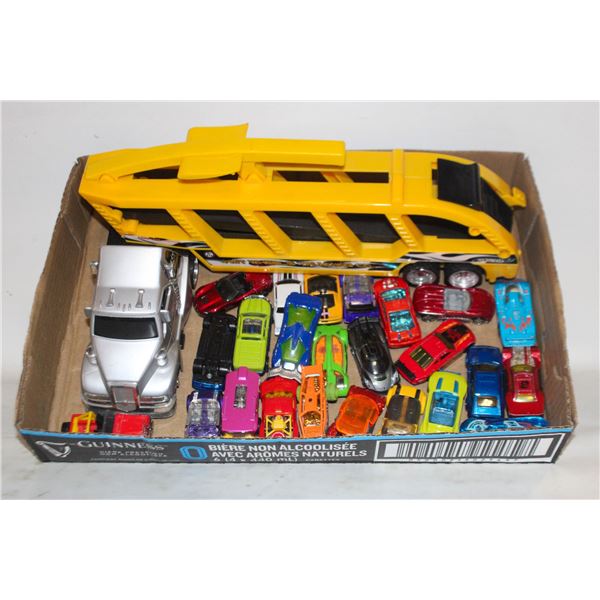 HOT WHEELS SEMI-TRUCK & 24 HOT WHEELS