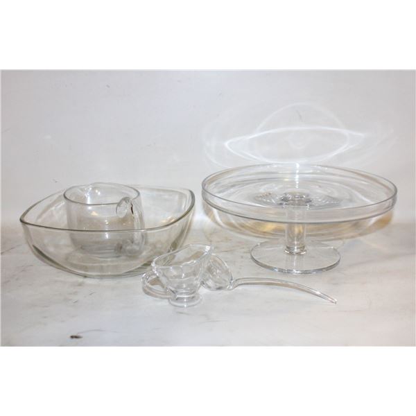 GLASS SERVING WARE- BOX LOT ASSORTED