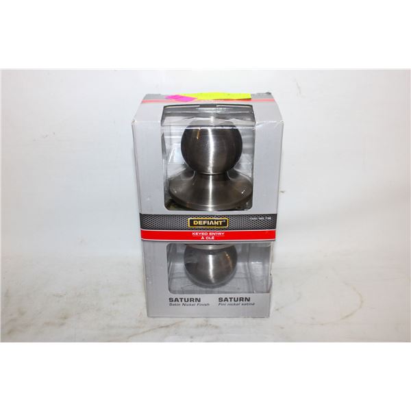 NEW SATIN NICKEL KEYED ENTRY DOOR