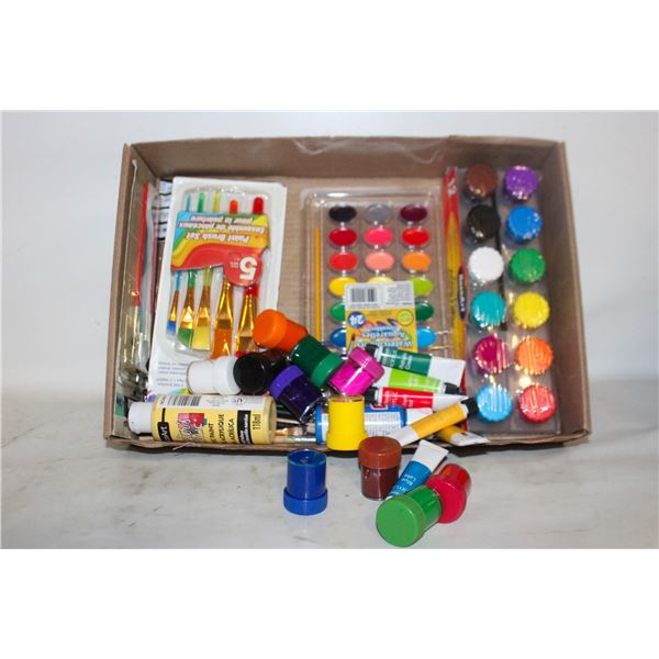 CRAFT PAINTS & BRUSHES LARGE LOT