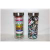 Image 1 : FABRIC RIBBON & BUTTONS IN GLASS STORAGE