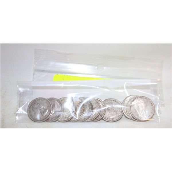 11 X 1960'S SILVER CANADIAN DIMES