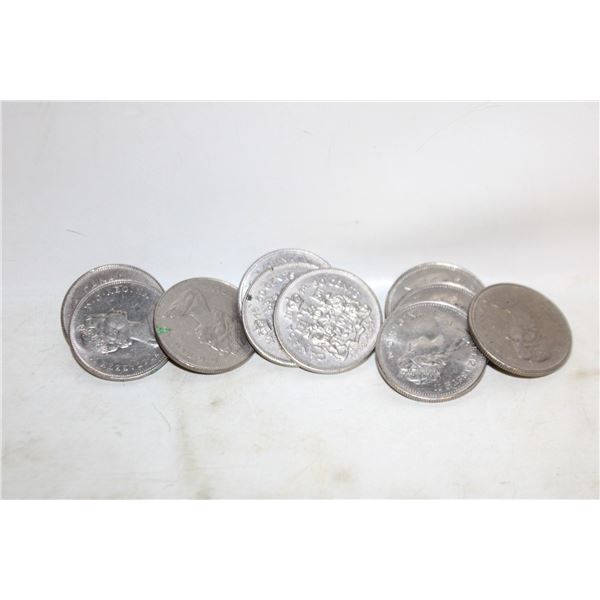 LOT OF 10 CANADIAN 50 CENT PIECES
