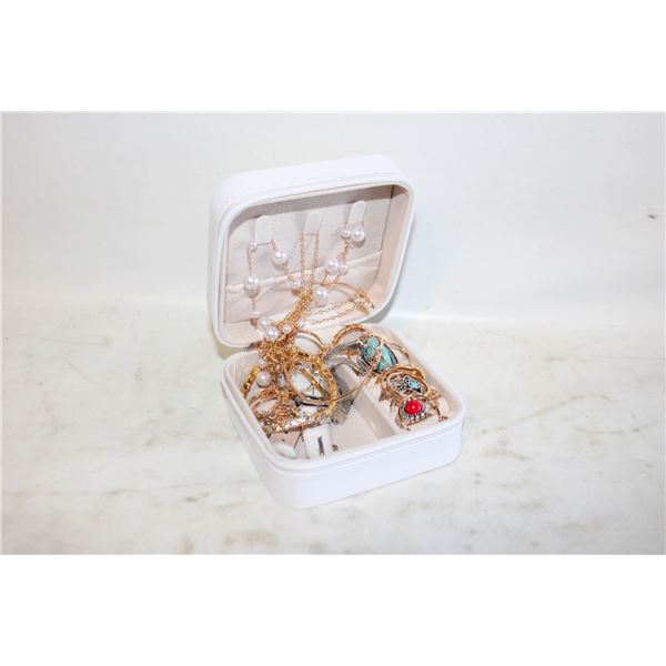 TRAVELING JEWELRY BOX FULL OF JEWELRY