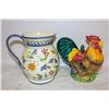 Image 1 : CERAMIC DECORATIVE ROOSTER WITH PITCHER