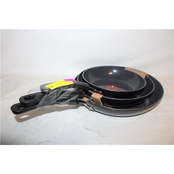 3 PIECES T-FAL CERAMIC SKILLETS
