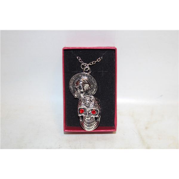 NEW SKULL  BIKERS RING AND  NECKLACE SET