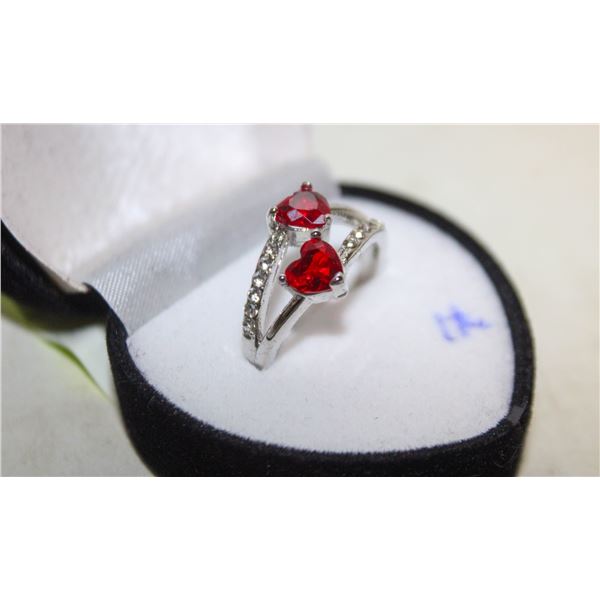 NEW TWO HEARTS SHAPE RING SZ7