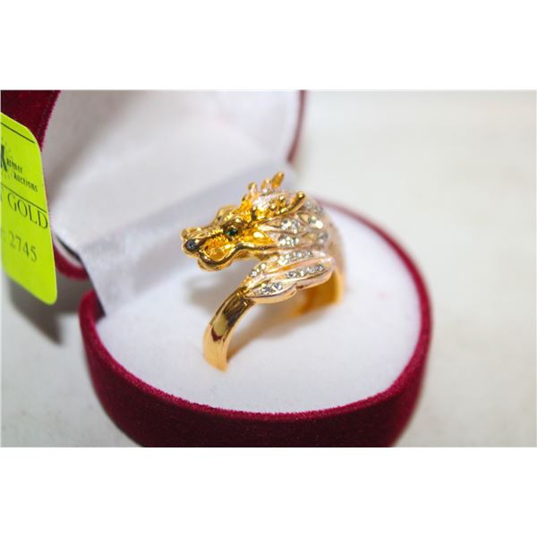 NEW BOLD DRAGONS SECRET GOLD TONE SIZE 9