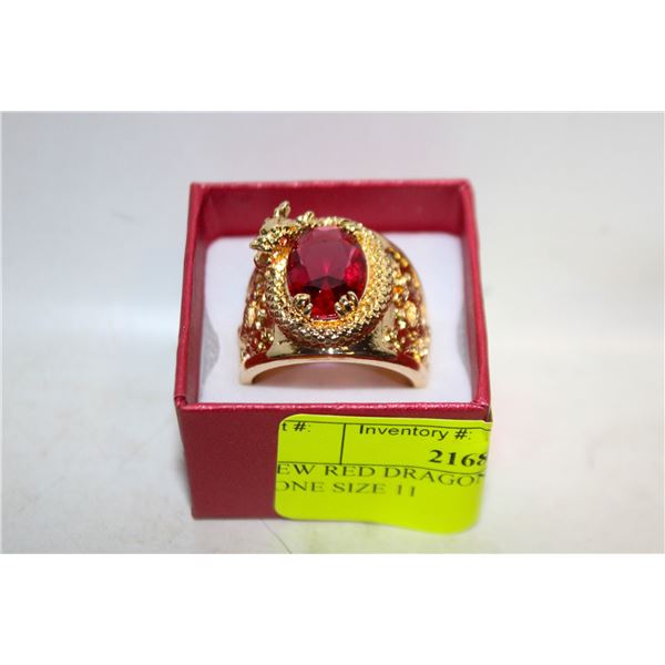 NEW RED DRAGONS SECRET GOLD TONE SIZE 11
