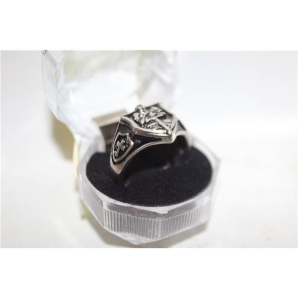NEW SILVERY SWINGING SWORD, MEDIEVAL KNIGHT RING