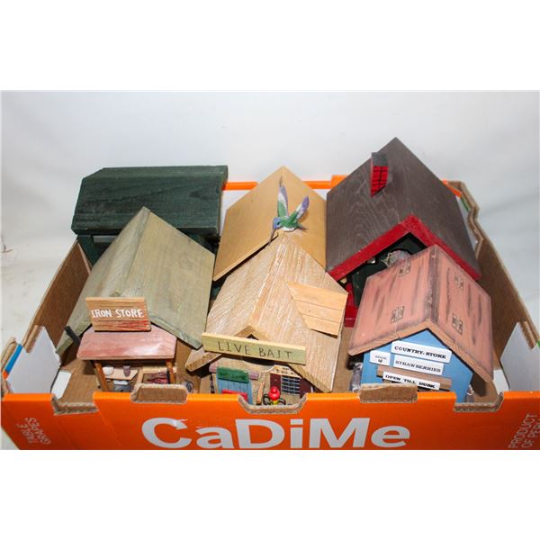 6 WOODEN FOLK ART BIRDHOUSES