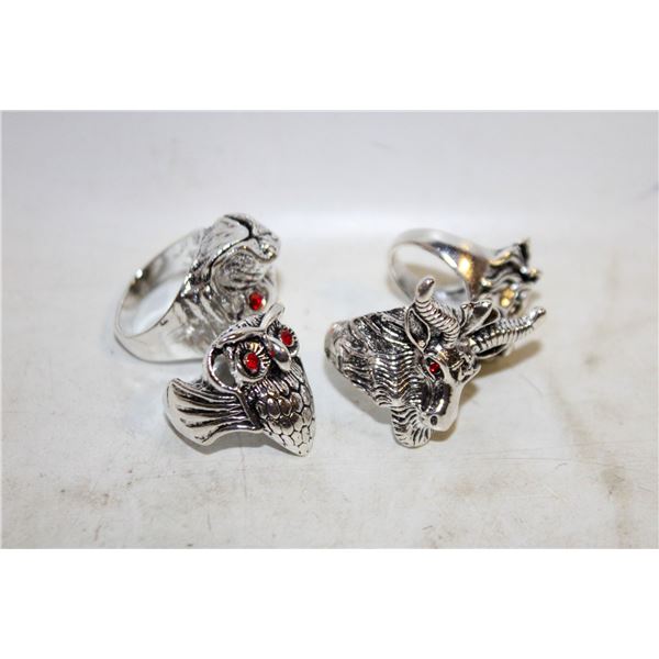 LOT OF 4 BIKERS RINGS