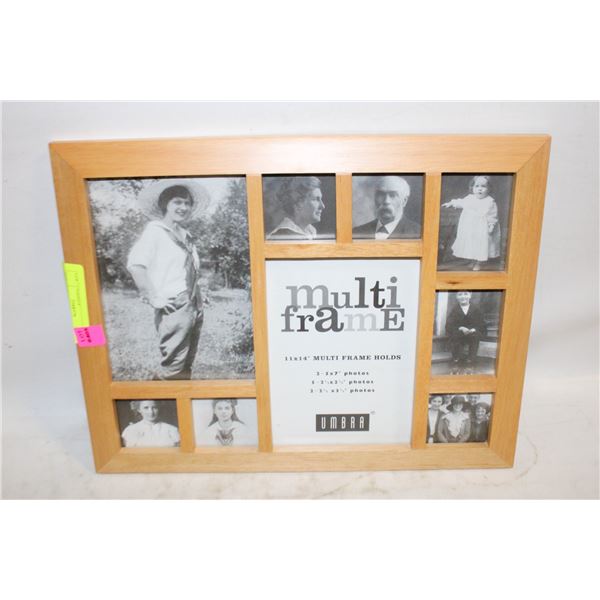 NEW 11" X 14" LIGHT WOODEN MULTI FRAME