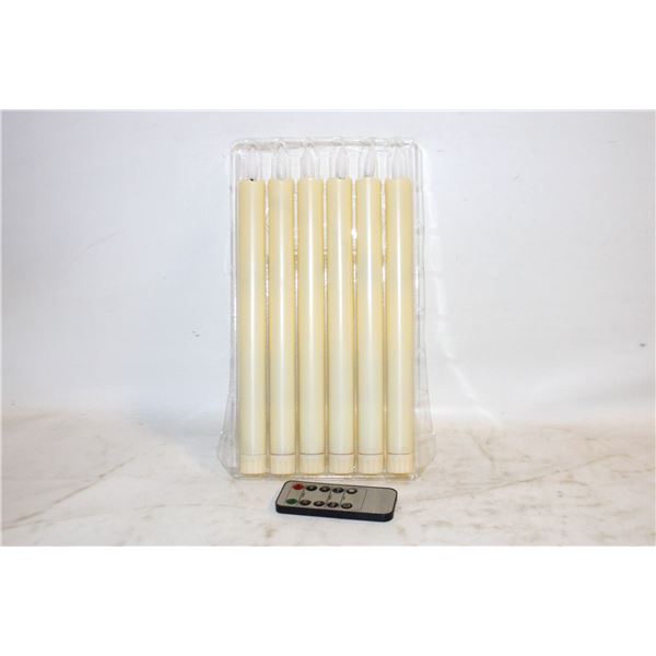 BOX OF 6 FLAMELESS TAPER CANDLES WITH REMOTE