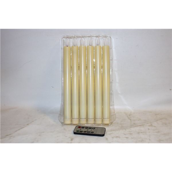 BOX OF 6 FLAMELESS TAPER CANDLES WITH REMOTE