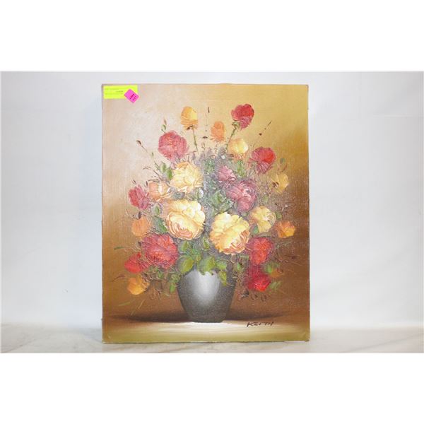 VINTAGE FLORAL STILL LIFE OIL ON