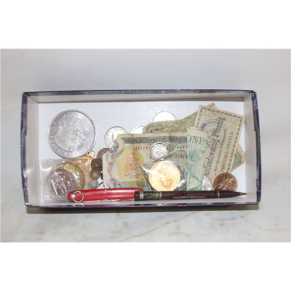 LOT ANTIQUE TOKENS COINS AND MORE