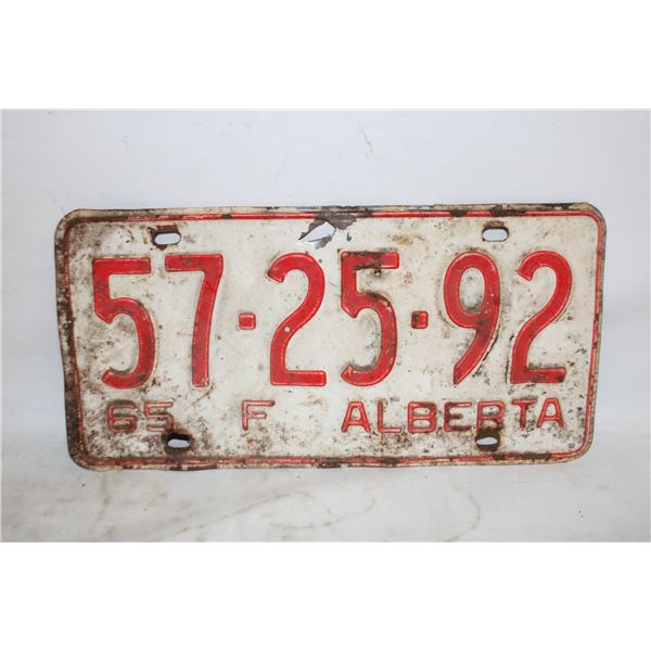 1965 ALBERTA LICENSE PLATE