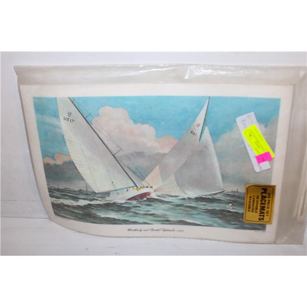 6 VINTAGE BOAT SHIPS PLACEMAT LAMINATE