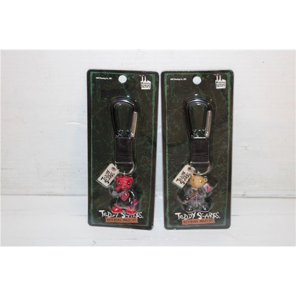 2 NEW TEDDY SCARES KEY CHAINS