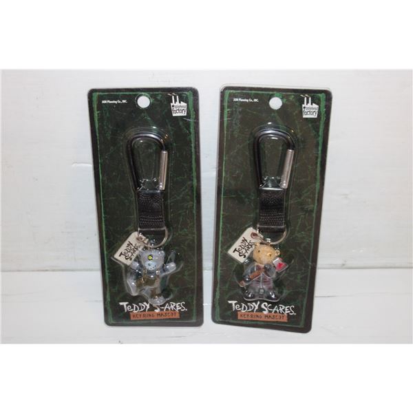 2 NEW TEDDY SCARES KEY CHAINS