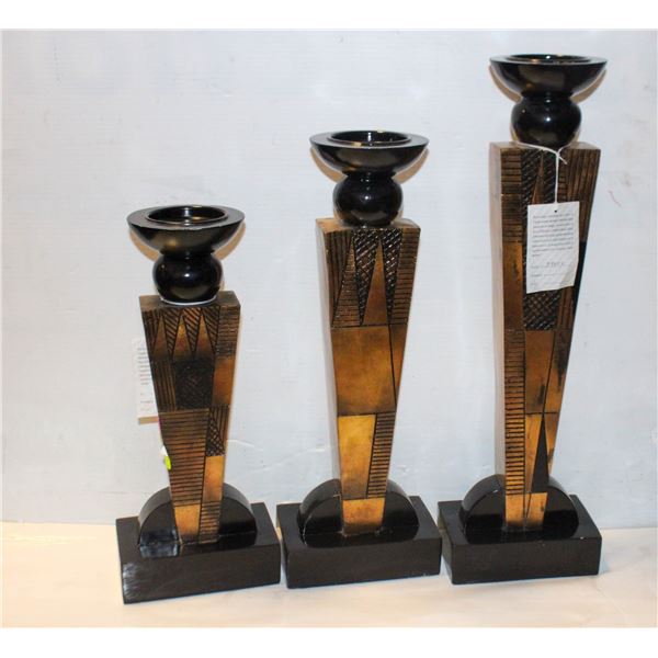 3PC CANDLE HOLDERS, 1.5 TO 2 FT TALL APPROX