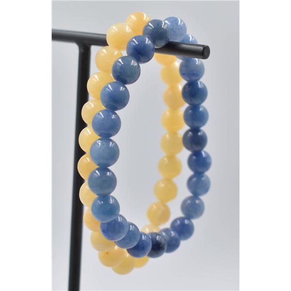 #35- NATURAL BLUE JADE & YELLOW CHALCEDONY