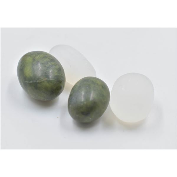 #07-NATURAL SELENITE & GREEN JADE TUMPLETE 375 CT