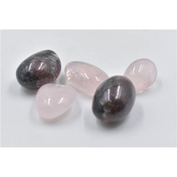 #15-NATURAL GARNET  & ROSE QUARTZ TUMBLETE 82G
