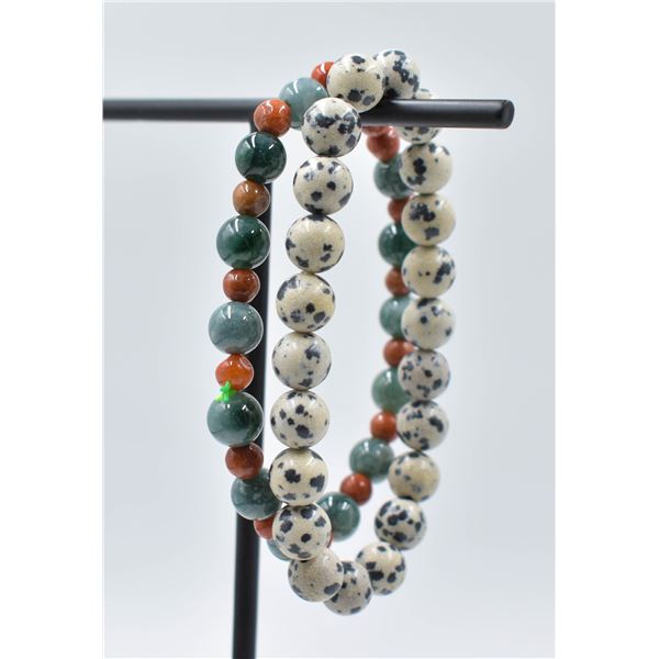 #74-NATURAL JASPER SPORT & JADE JADEITE BRACELET