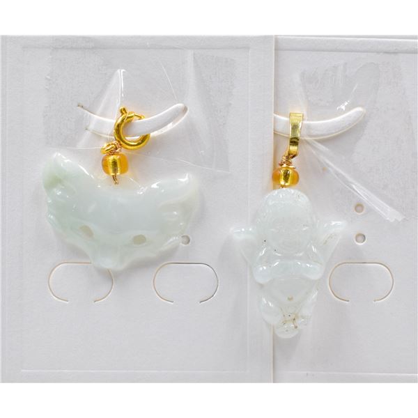 #148-NATURAL JADE JADEITE PENDANT 2PCS