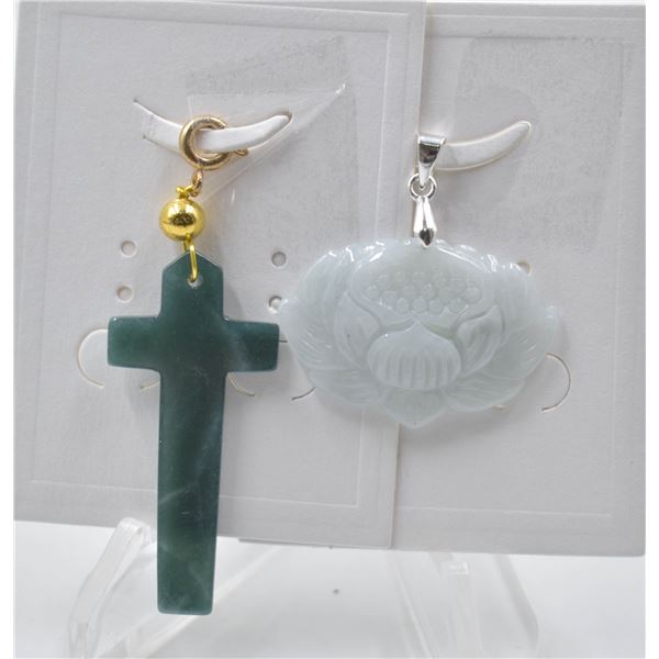 #182-NATURAL JADE JADEITE PENDANT 2PCS